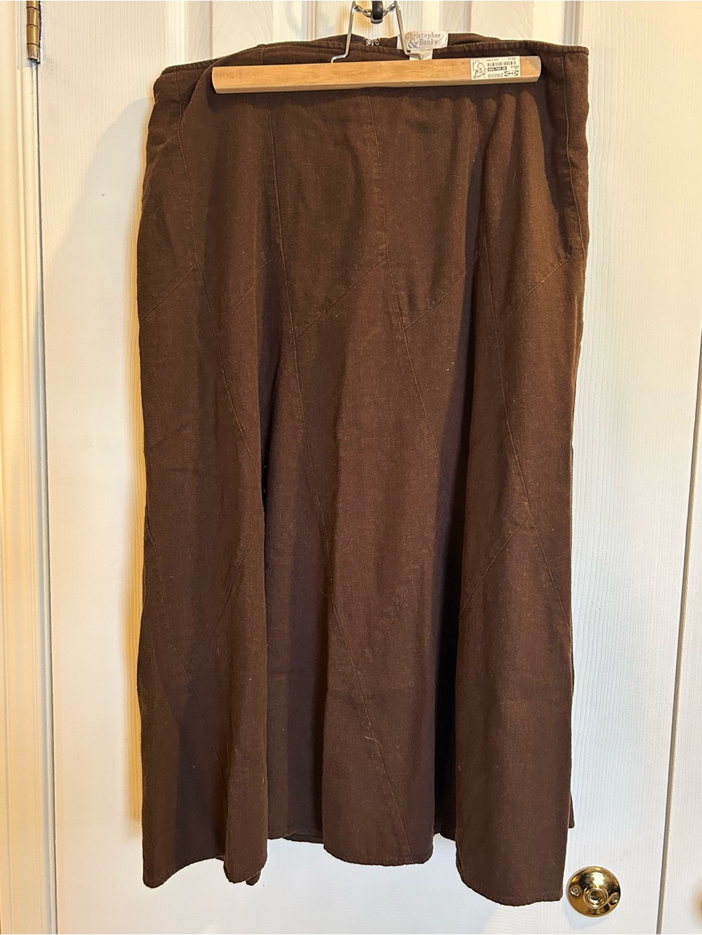 Christopher & Banks Women's Linen-blend A-Line Skirt - chocolate brown